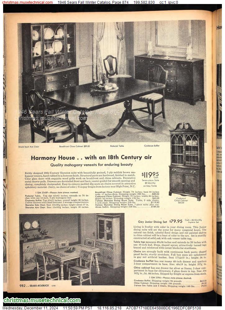 1946 Sears Fall Winter Catalog, Page 874