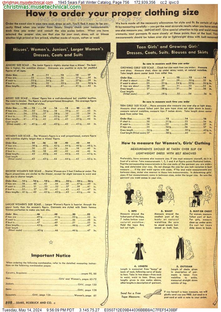 1945 Sears Fall Winter Catalog, Page 756