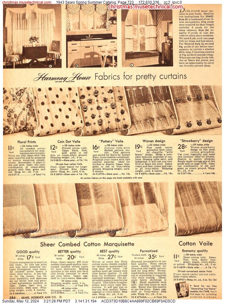 1943 Sears Spring Summer Catalog, Page 723