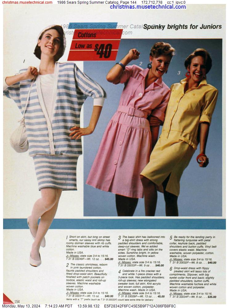 1986 Sears Spring Summer Catalog, Page 144