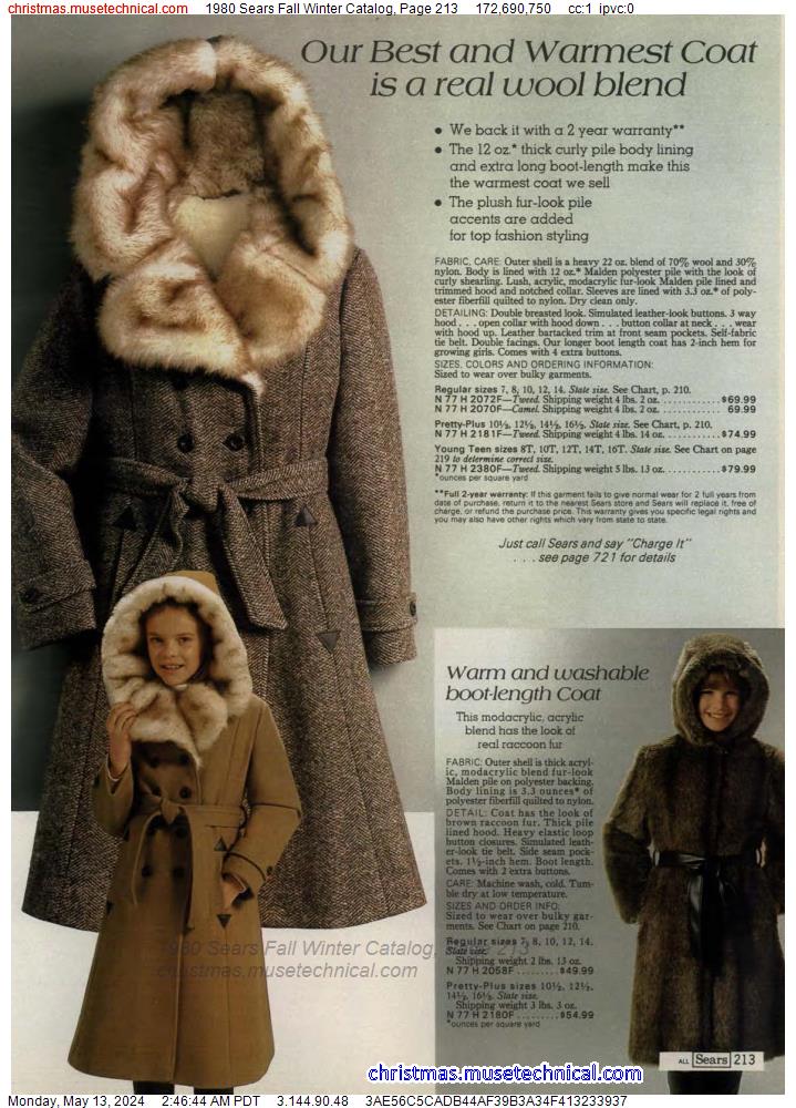 1980 Sears Fall Winter Catalog, Page 213