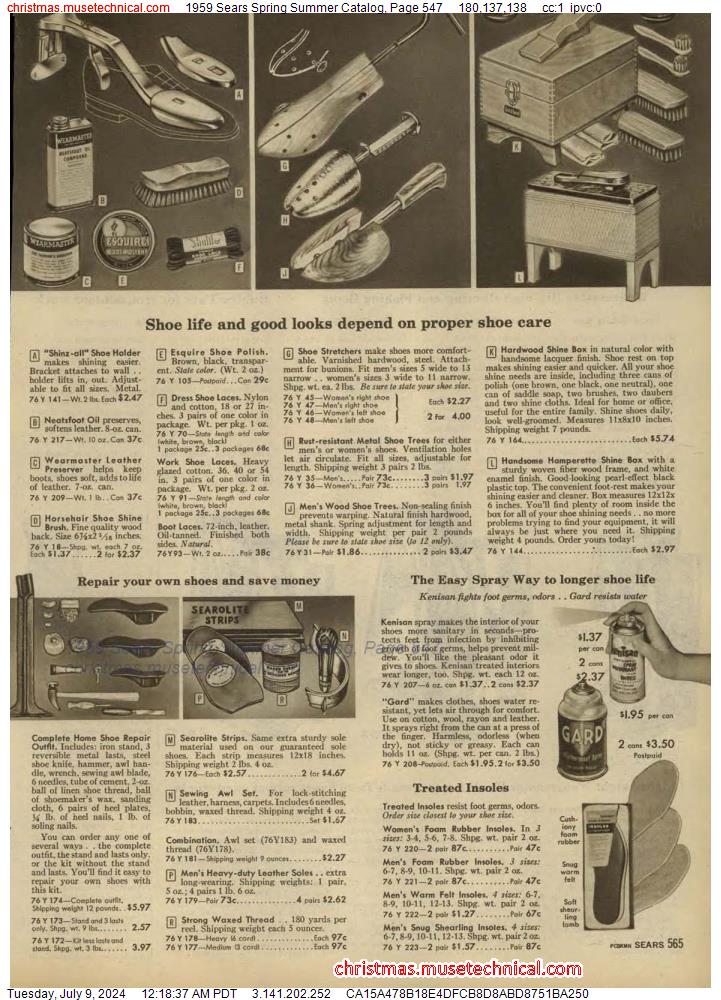 1959 Sears Spring Summer Catalog, Page 547