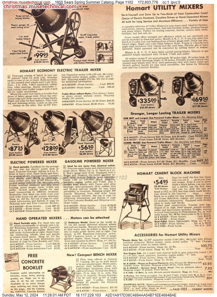 1955 Sears Spring Summer Catalog, Page 1102