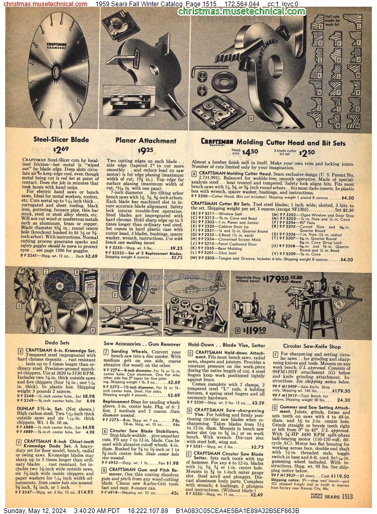 1959 Sears Fall Winter Catalog, Page 1515