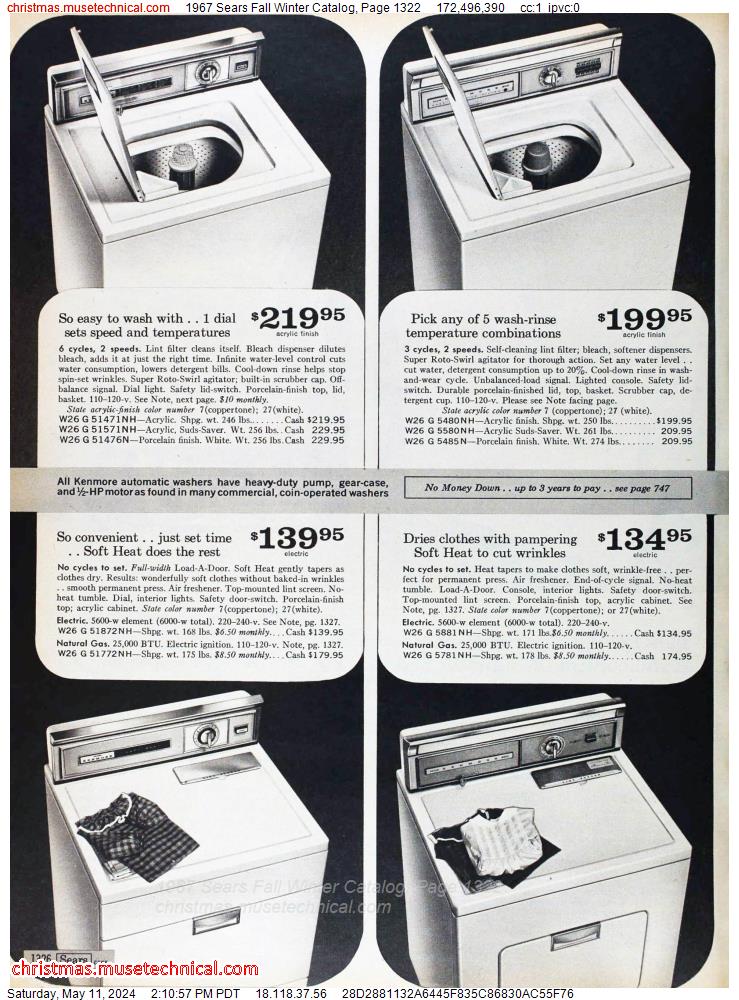1967 Sears Fall Winter Catalog, Page 1322