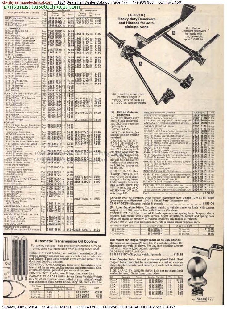 1981 Sears Fall Winter Catalog, Page 777