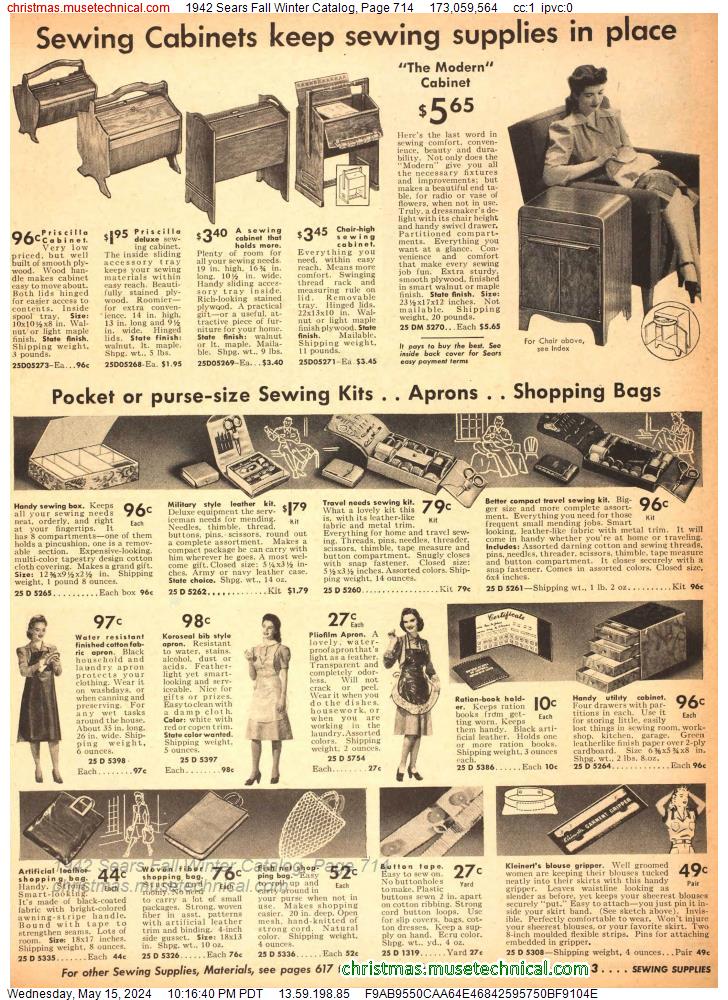 1942 Sears Fall Winter Catalog, Page 714