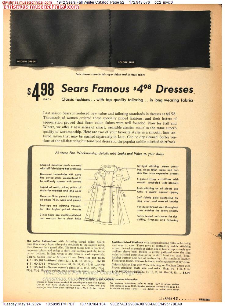1942 Sears Fall Winter Catalog, Page 52