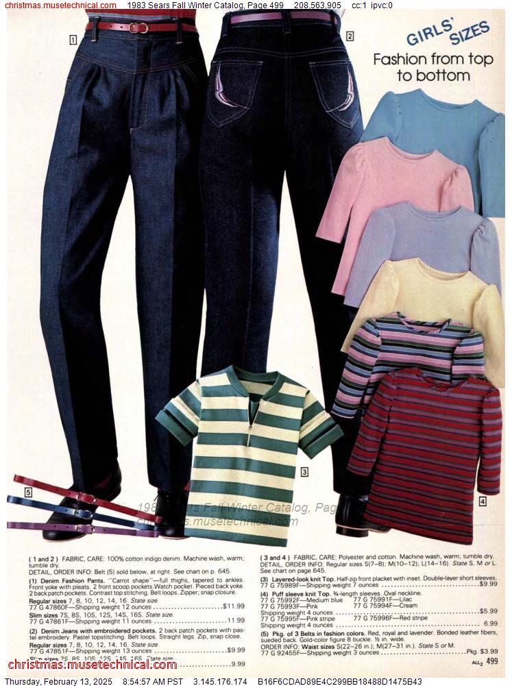 1983 Sears Fall Winter Catalog, Page 499