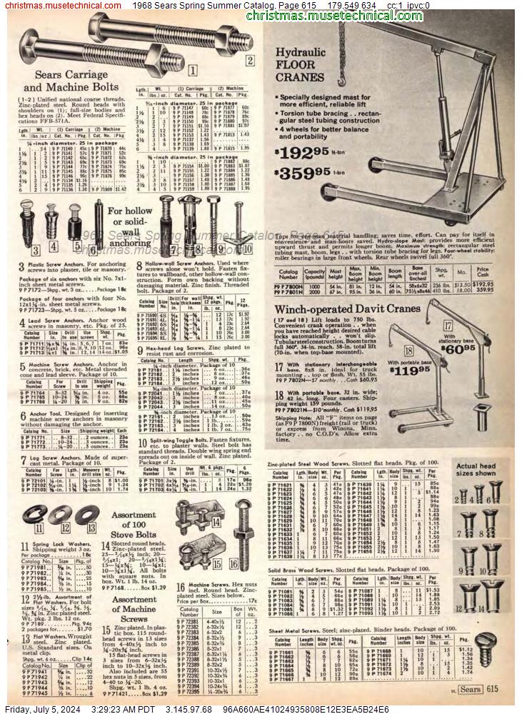 1968 Sears Spring Summer Catalog, Page 615