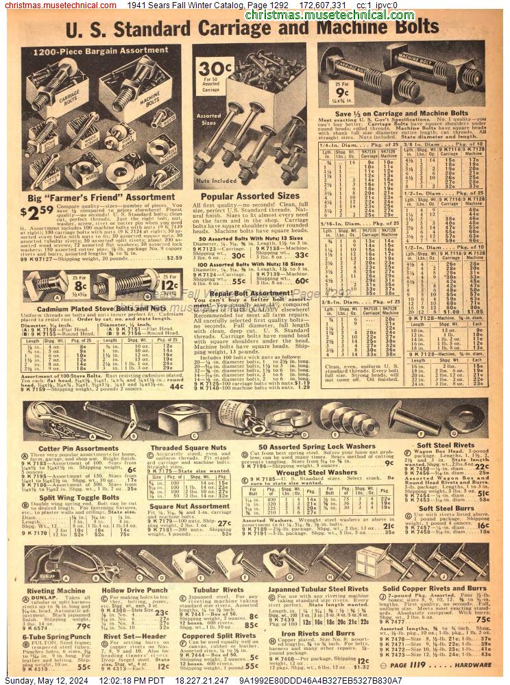 1941 Sears Fall Winter Catalog, Page 1292