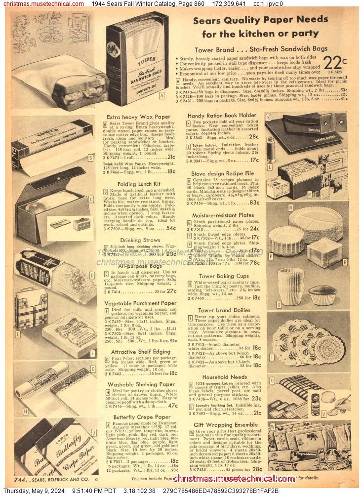 1944 Sears Fall Winter Catalog, Page 860