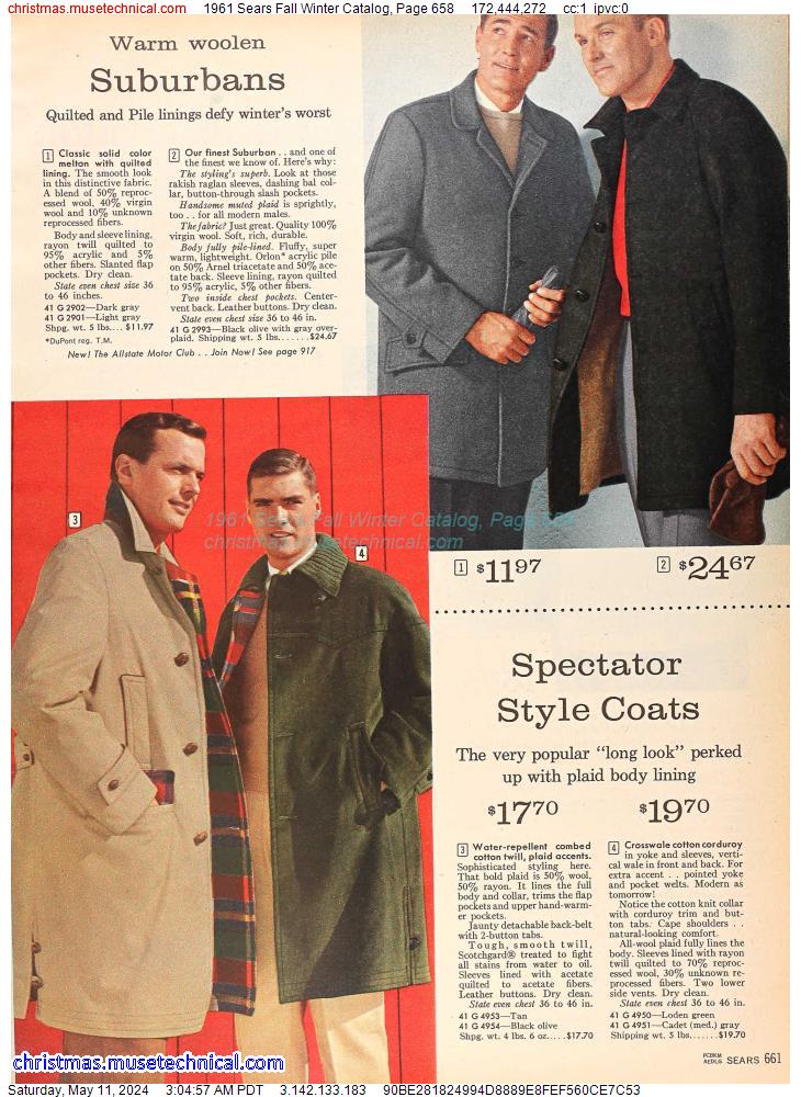 1961 Sears Fall Winter Catalog, Page 658