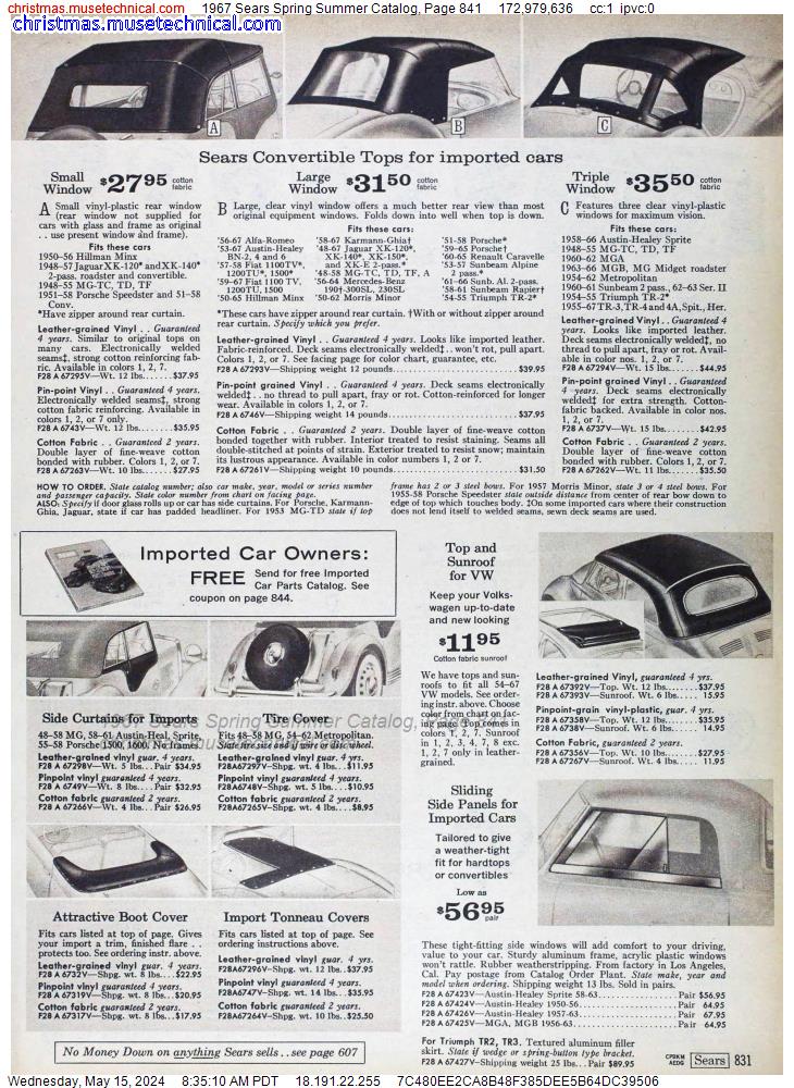 1967 Sears Spring Summer Catalog, Page 841