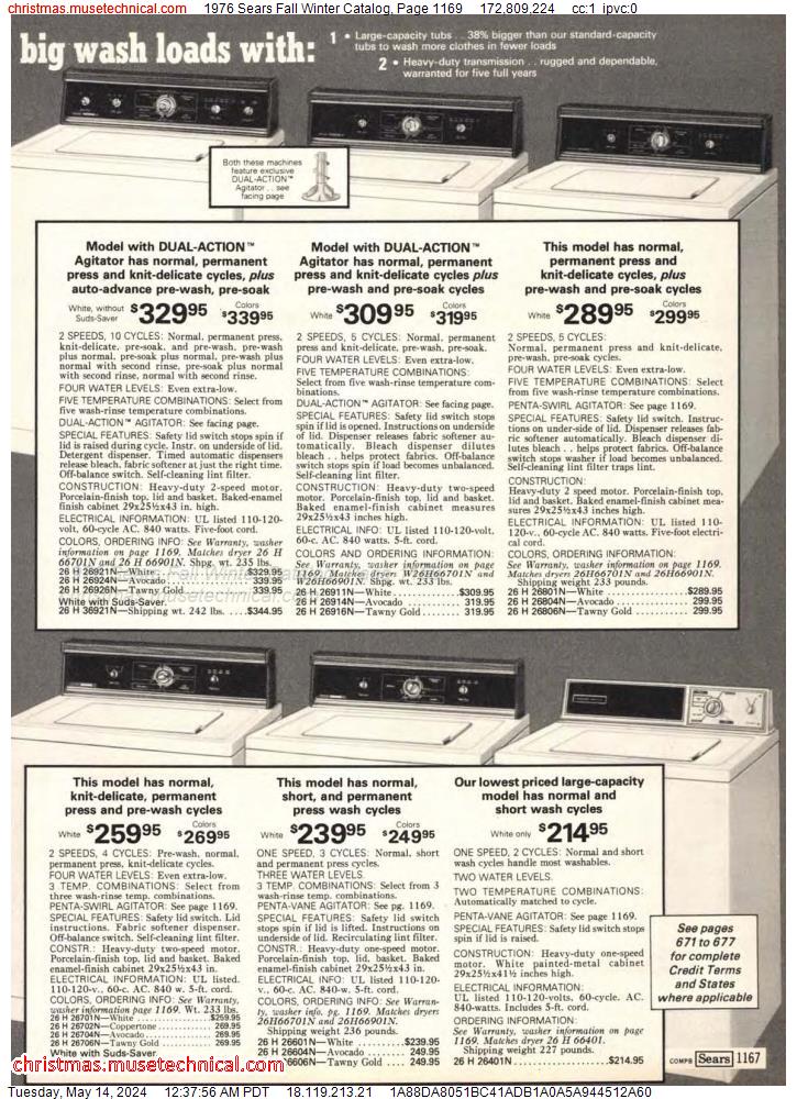 1976 Sears Fall Winter Catalog, Page 1169