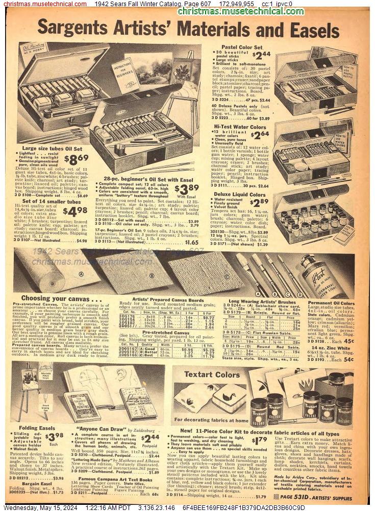 1942 Sears Fall Winter Catalog, Page 607