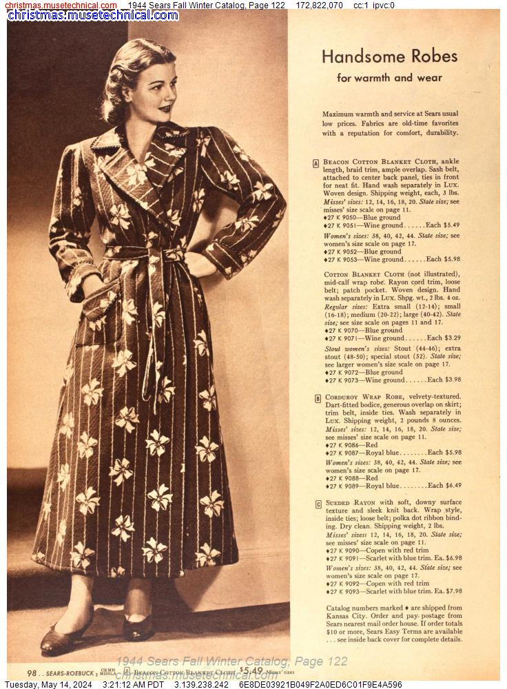 1944 Sears Fall Winter Catalog, Page 122
