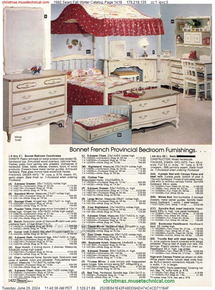 1982 Sears Fall Winter Catalog, Page 1418