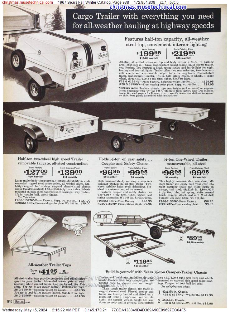 1967 Sears Fall Winter Catalog, Page 938
