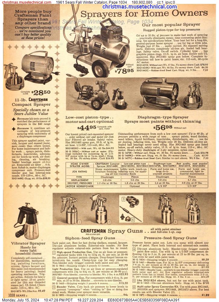 1961 Sears Fall Winter Catalog, Page 1034