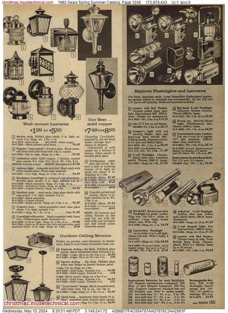 1962 Sears Spring Summer Catalog, Page 1249