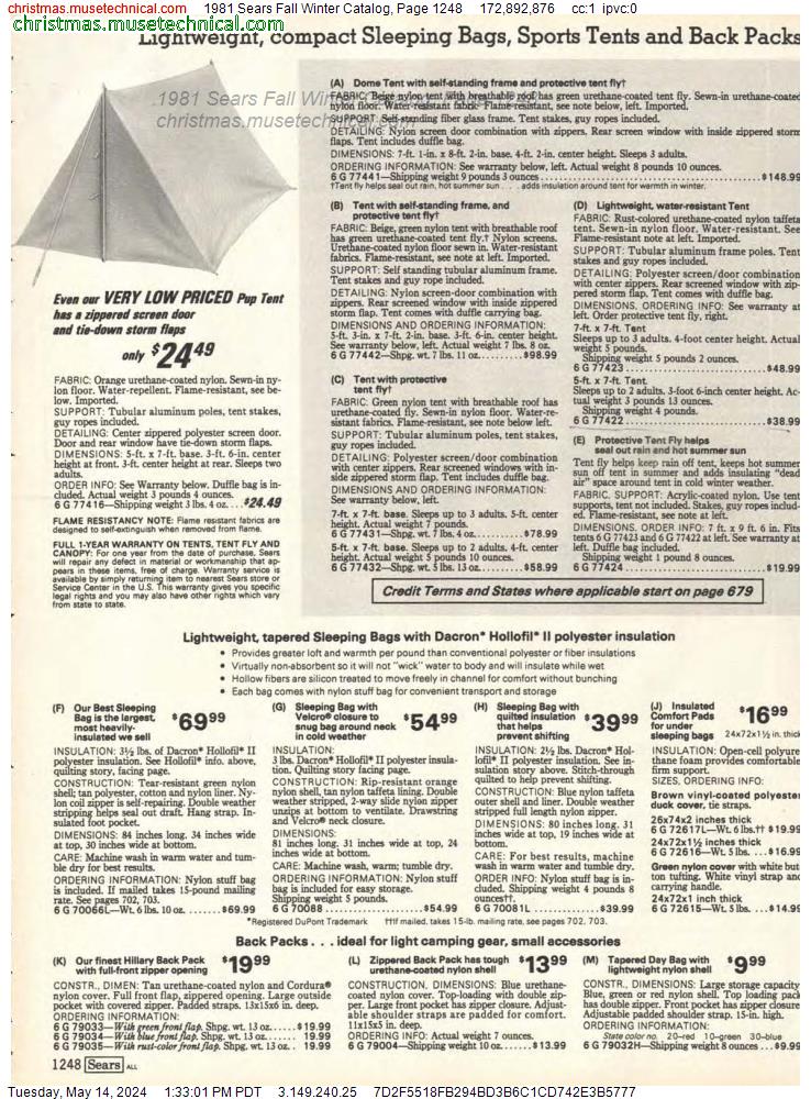 1981 Sears Fall Winter Catalog, Page 1248