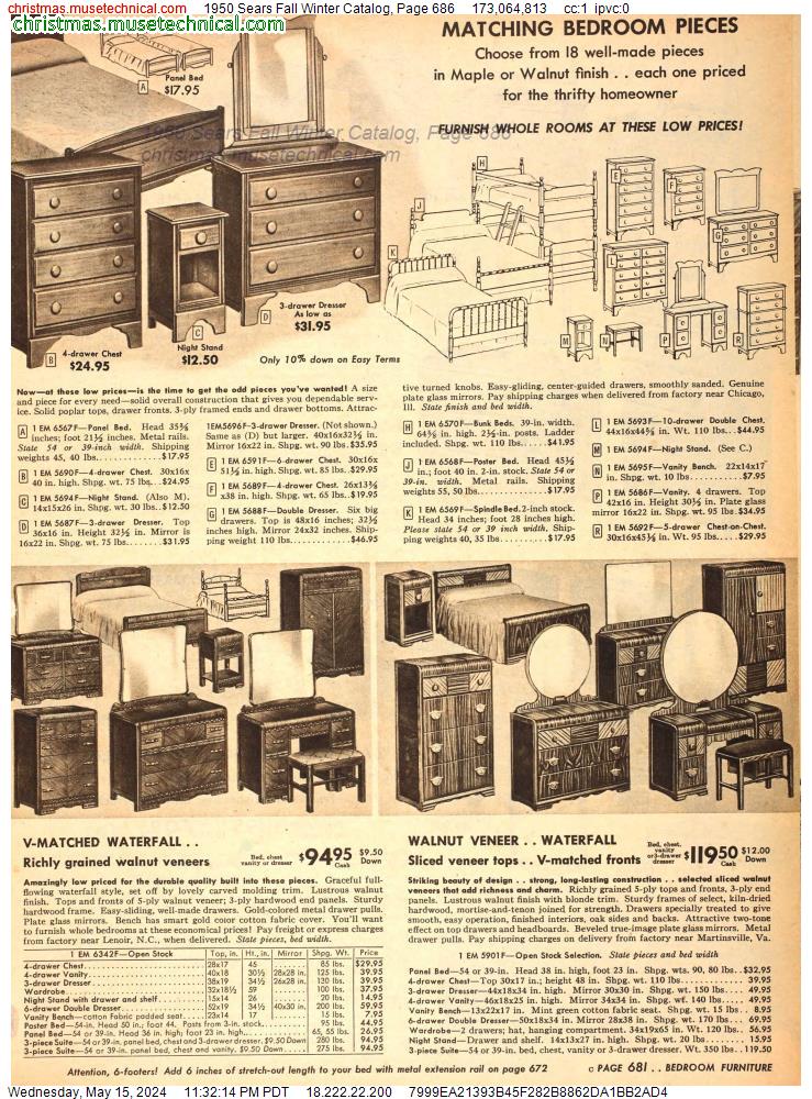 1950 Sears Fall Winter Catalog, Page 686
