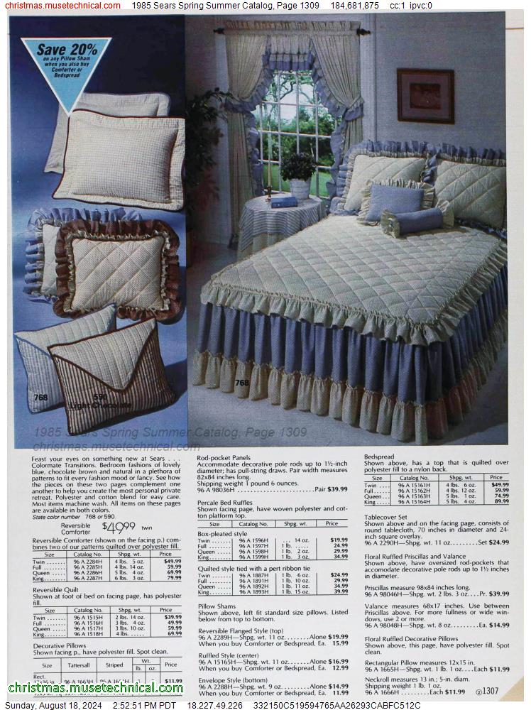 1985 Sears Spring Summer Catalog, Page 1309