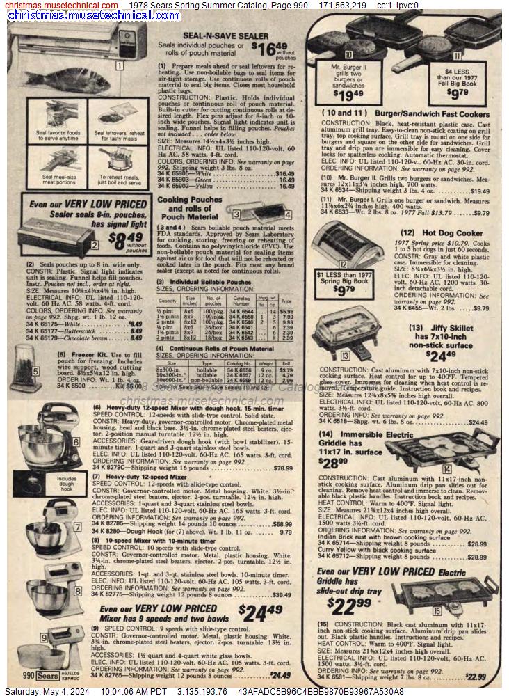 1978 Sears Spring Summer Catalog, Page 990