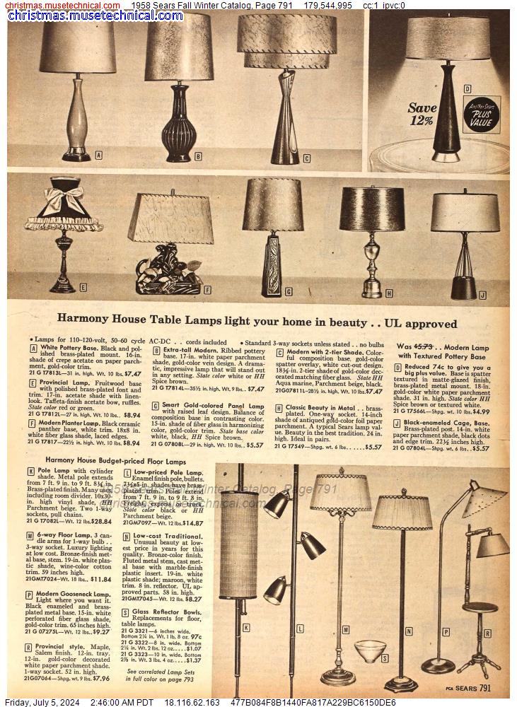 1958 Sears Fall Winter Catalog, Page 791