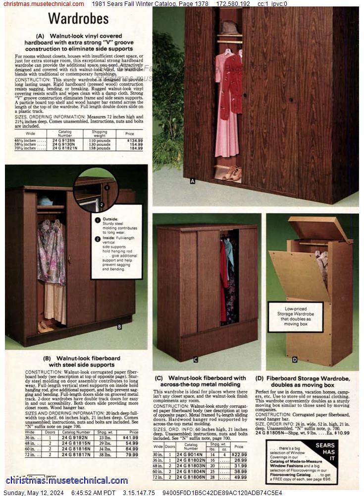 1981 Sears Fall Winter Catalog, Page 1378