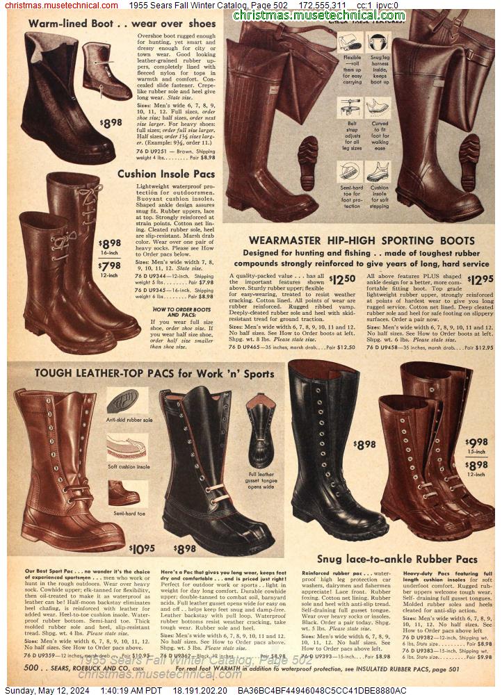 1955 Sears Fall Winter Catalog, Page 502
