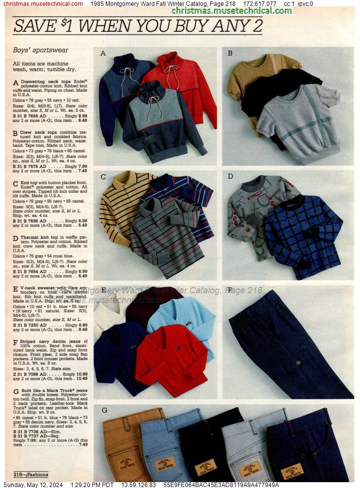 1985 Montgomery Ward Fall Winter Catalog, Page 218