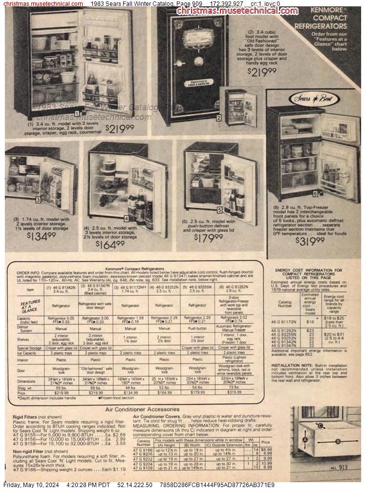 1983 Sears Fall Winter Catalog, Page 909