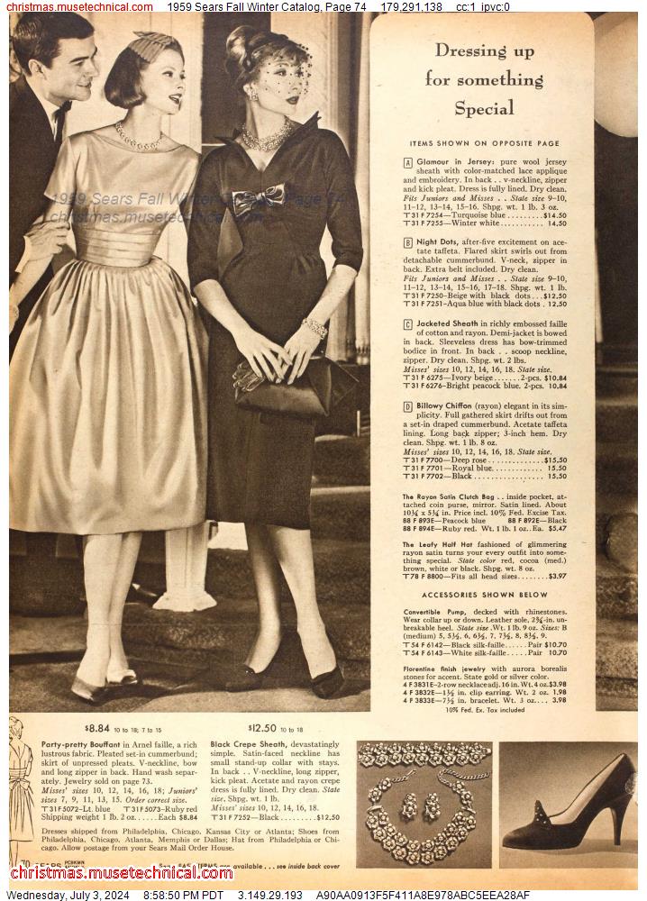 1959 Sears Fall Winter Catalog, Page 74