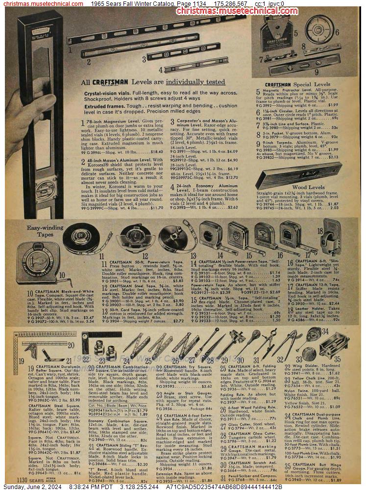 1965 Sears Fall Winter Catalog, Page 1134