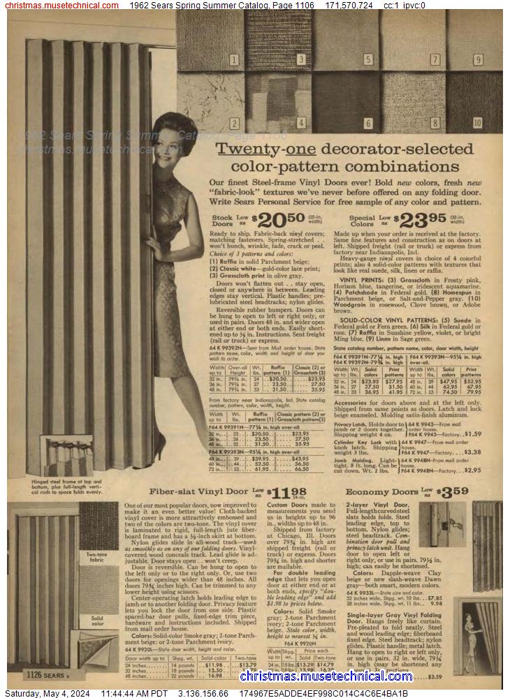 1962 Sears Spring Summer Catalog, Page 1106