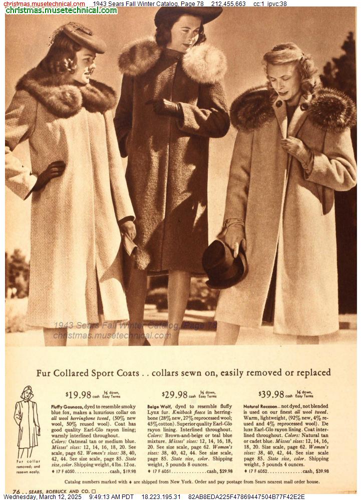 1943 Sears Fall Winter Catalog, Page 78