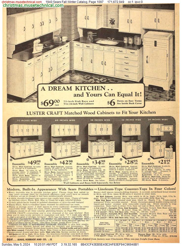 1940 Sears Fall Winter Catalog, Page 1097
