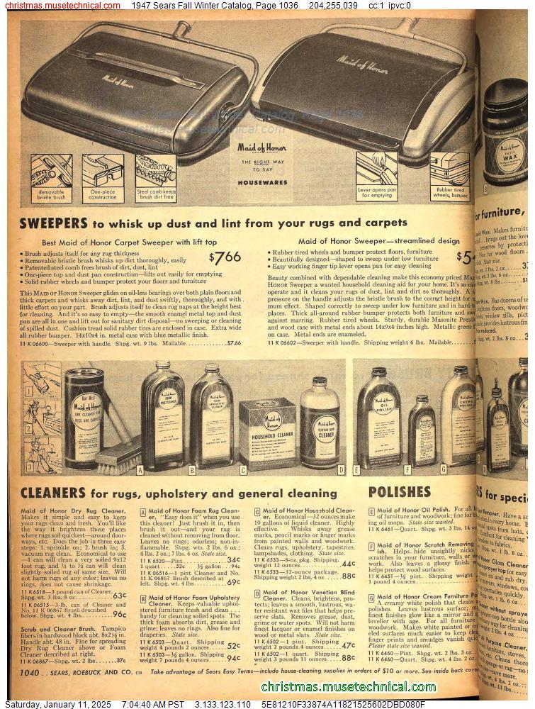 1947 Sears Fall Winter Catalog, Page 1036