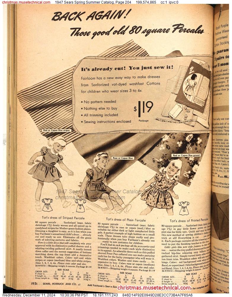 1947 Sears Spring Summer Catalog, Page 204