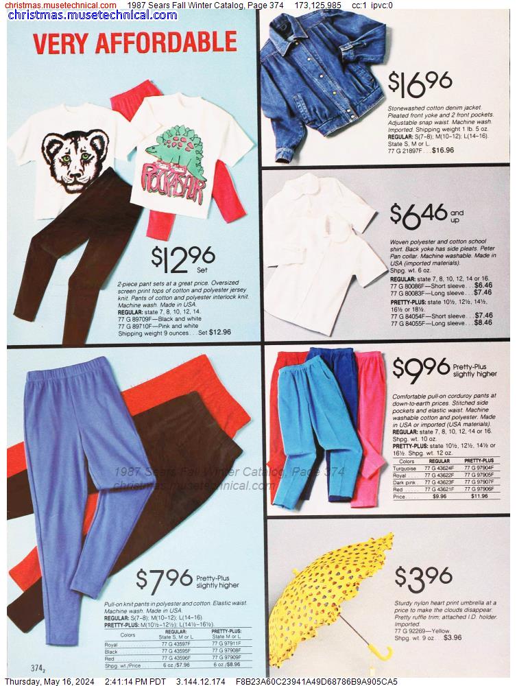 1987 Sears Fall Winter Catalog, Page 374