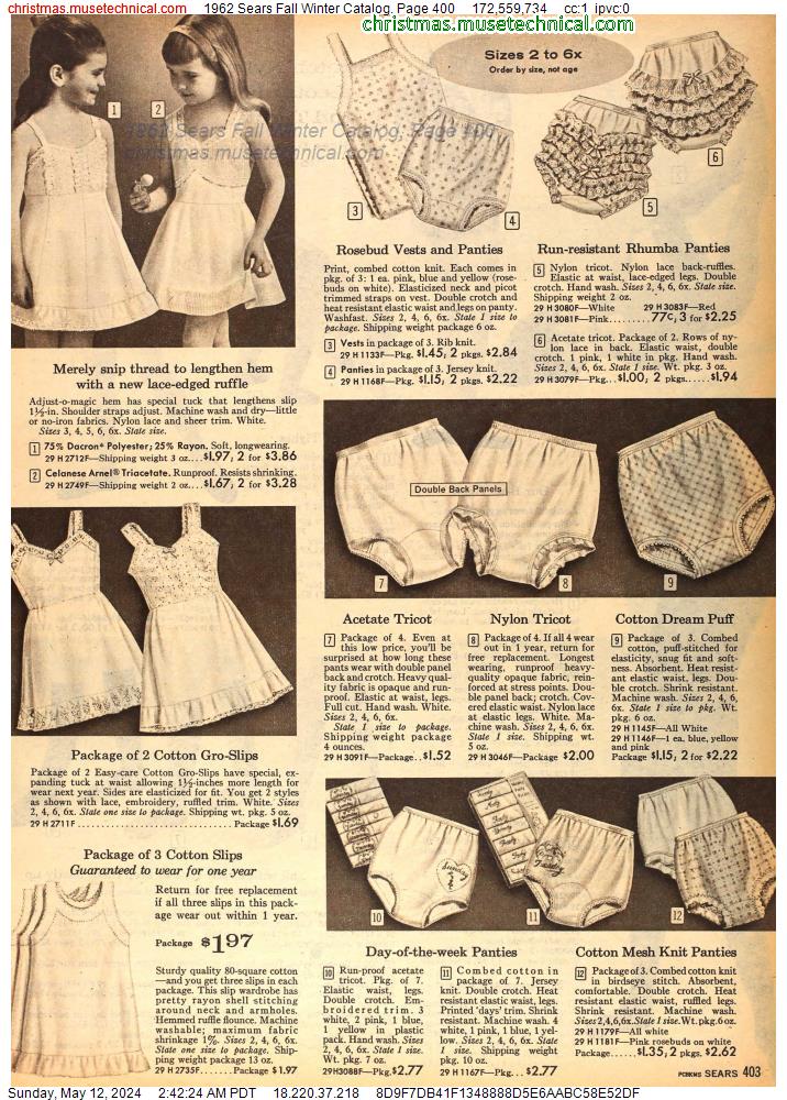 1962 Sears Fall Winter Catalog, Page 400
