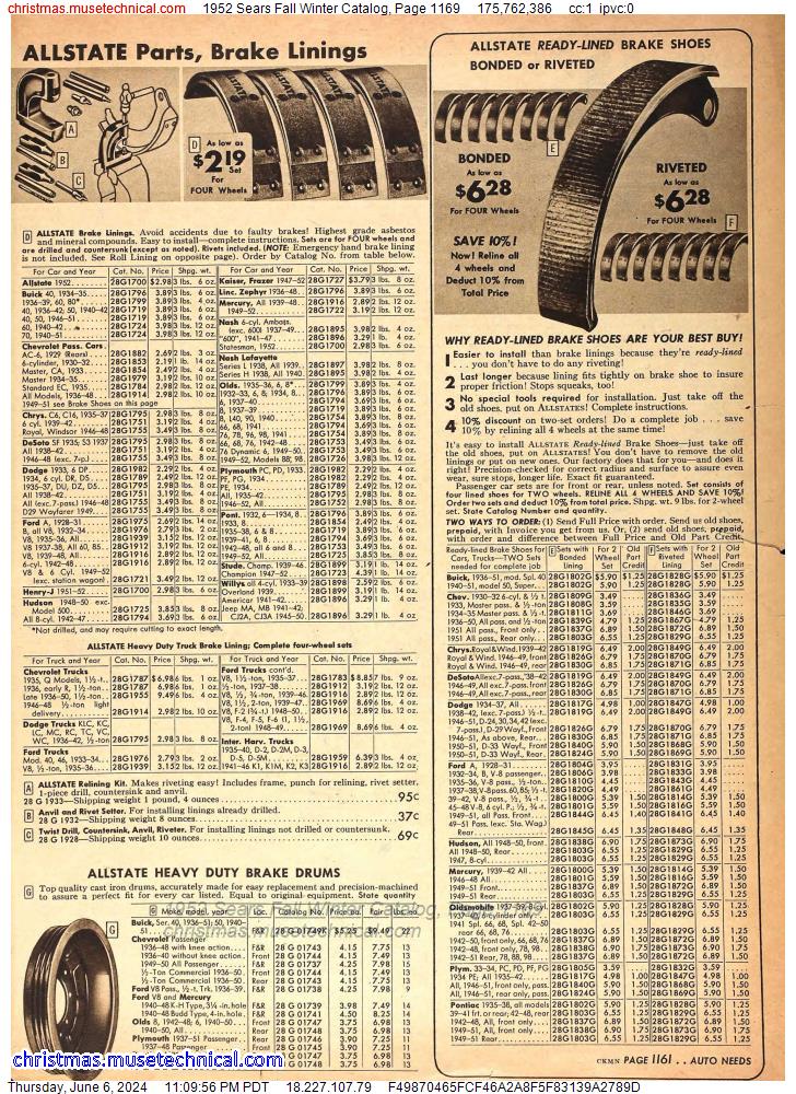 1952 Sears Fall Winter Catalog, Page 1169