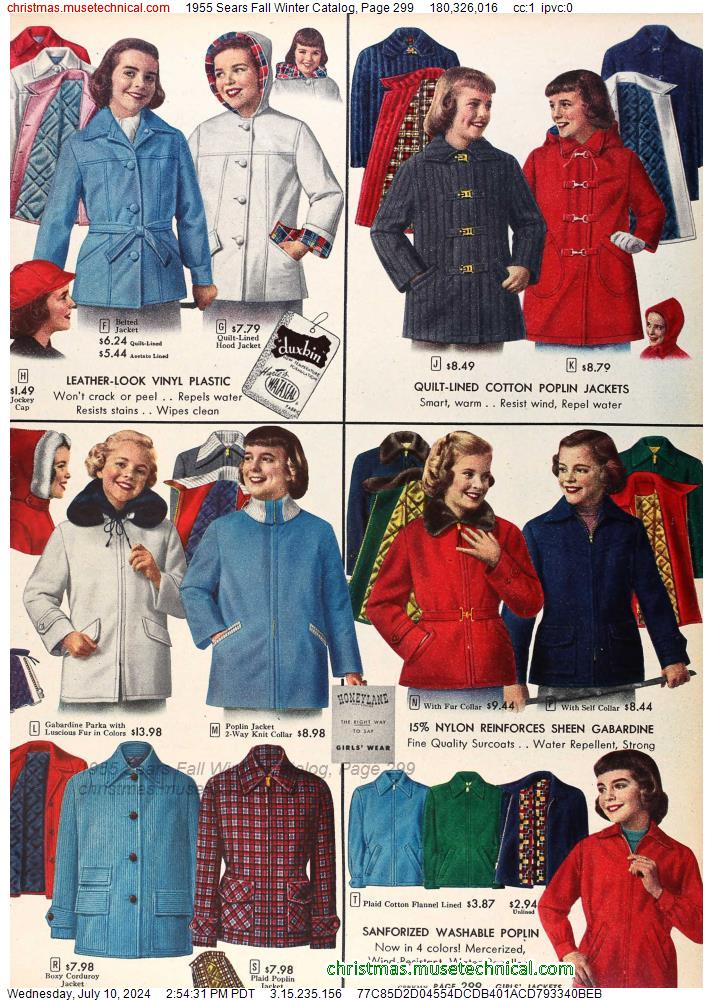 1955 Sears Fall Winter Catalog, Page 299