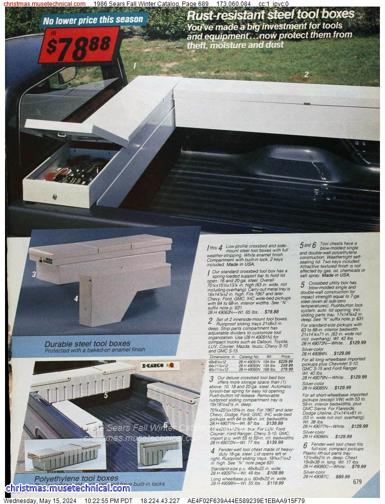 1986 Sears Fall Winter Catalog, Page 689