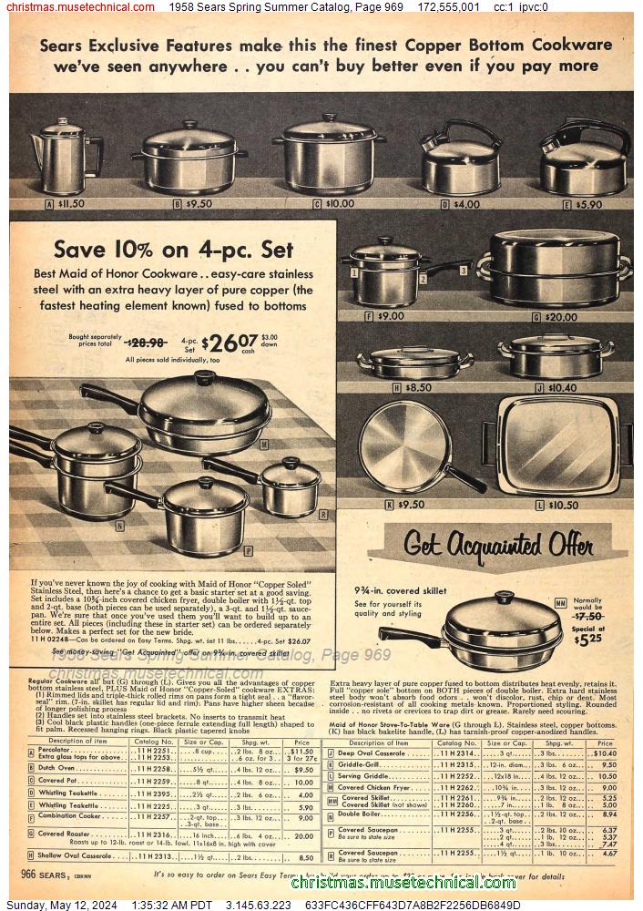 1958 Sears Spring Summer Catalog, Page 969