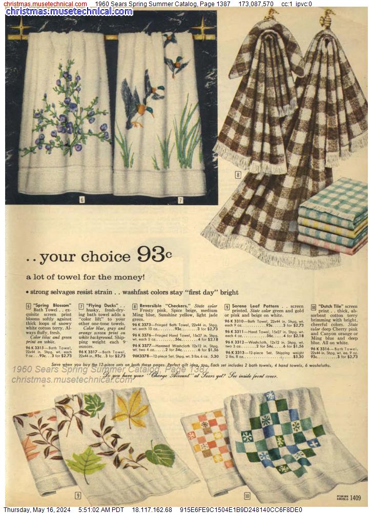 1960 Sears Spring Summer Catalog, Page 1387