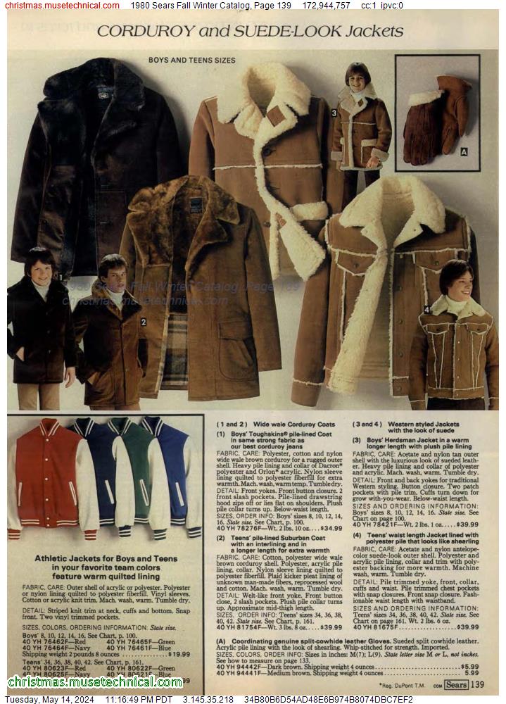 1980 Sears Fall Winter Catalog, Page 139