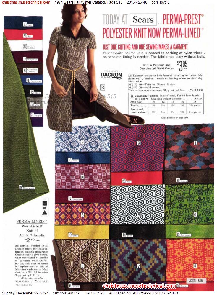 1971 Sears Fall Winter Catalog, Page 515